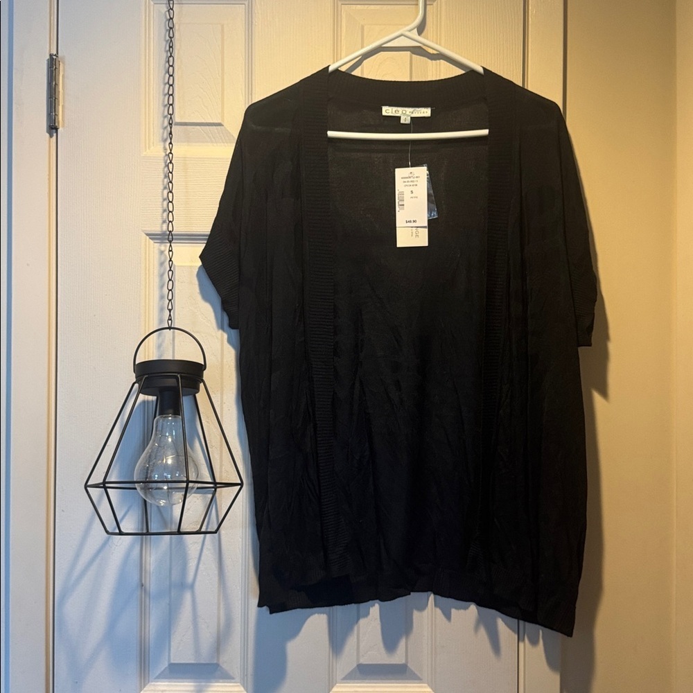Cleo black leaf patterned monstera top S